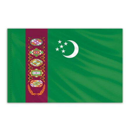 Turkmenistan Indoor Nylon Flag 3'x5'